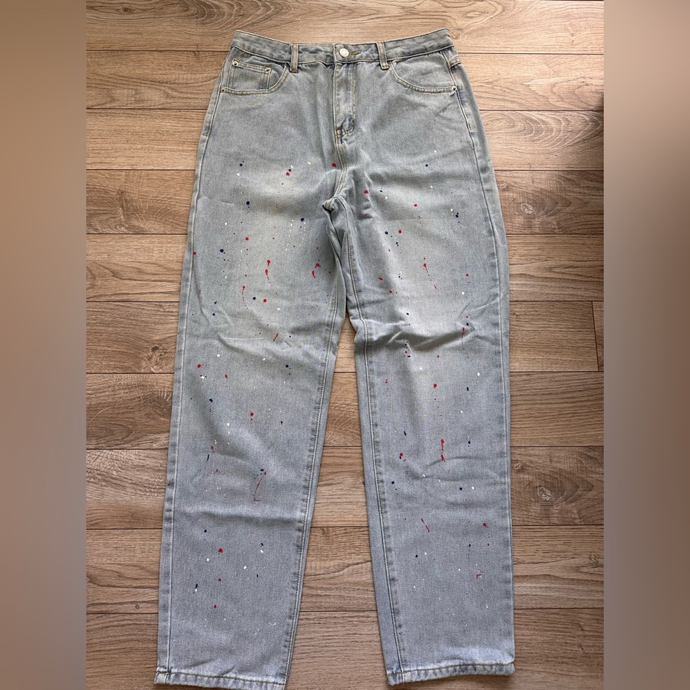 SHEIN Gray Splatter Paint Jeans